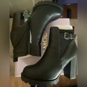 Black ankle boots with buckle